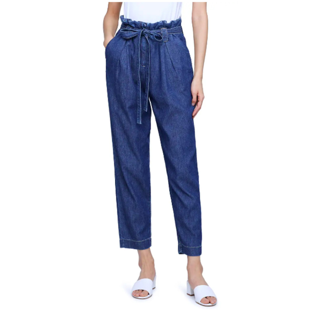 L'AGENCE Violette Paperbag Waist Nonstretch Demin Pant